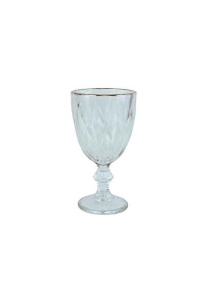 Generic Diamond Pattern Glass Cups with Gold Rims – Set of 6 Pieces