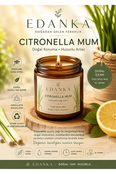 Citronella Mosquito Repellent Candle / Outdoor Candle / 100% Natural Soy Wax