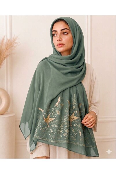Veil Designer Origami Beige Bull Japanese Fabric Veil with Different Embroide...