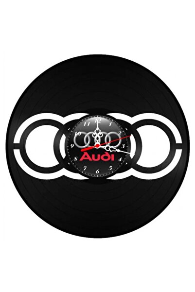 Audi Ceas de perete decorativ din disc de vinil, Model cu logo simetric cu te...