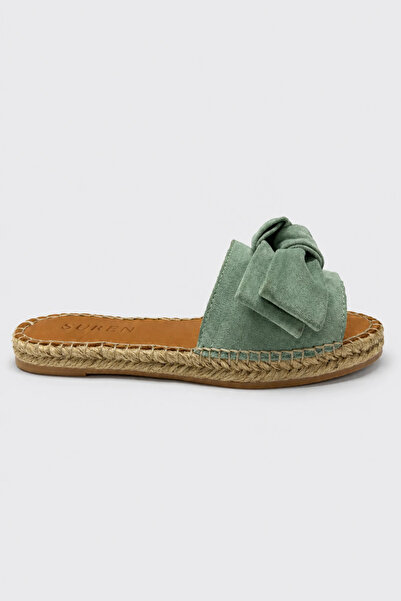 Suren bysrnshoes Taksim Hakiki Deri Fiyonk Detaylı Kadın Espadril Terlik