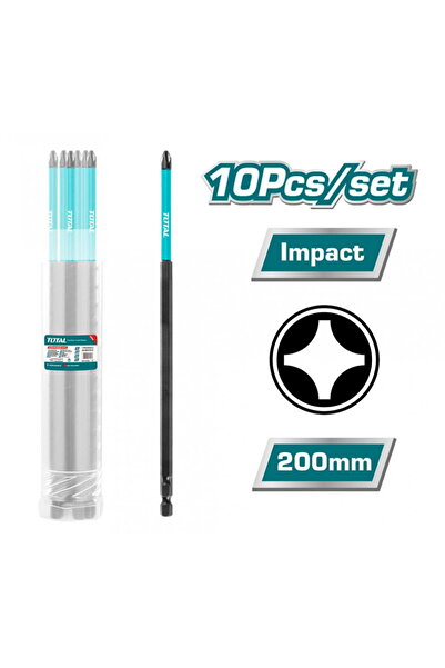 TOTAL - Set 10 biti de impact PH2x200mm
