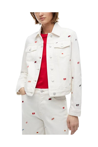 Tommy Hilfiger Γυναικείο Τζιν Μπουφάν Λευκό Tommy Jeans DW0DW22868-1D0