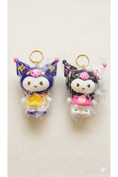 Srctech Soft Purple Black Keychain with 2 Kuromi Sukushi Figures - 8 cm New M...