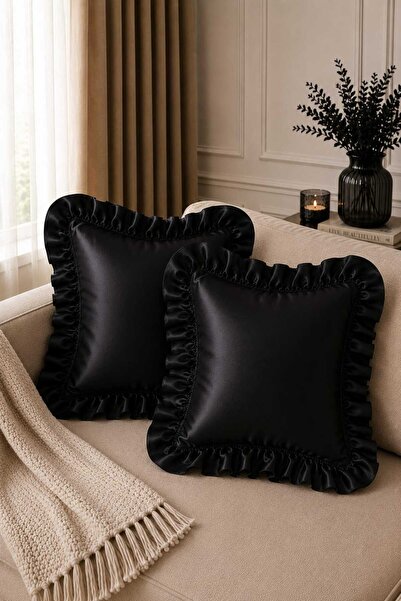 Deko Dekor 2-Piece Ruffled 45X45 Decorative Throw Pillow Cover 100% Cotton Sa...
