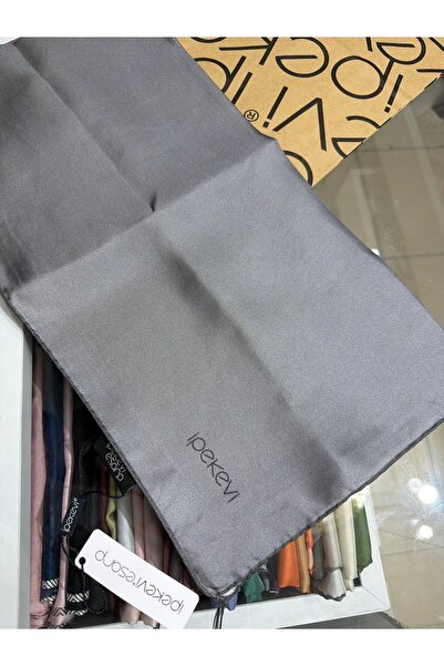 ipekevi Plain Twill Silk Scarf Dark Silver 01116