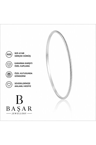 Başar Silver 925 Ayar Gümüş Ajda Bilezik – Yılan Zincir Model Şık Kadın Bilezik