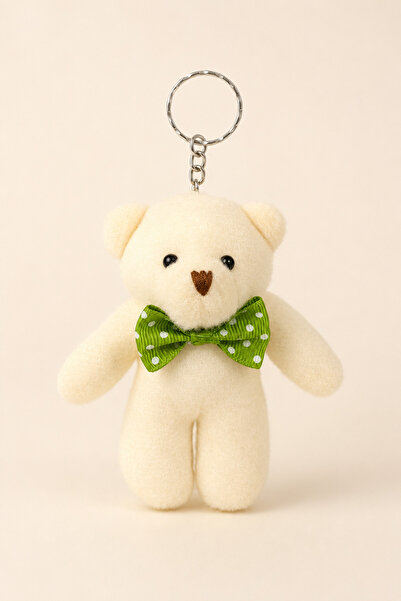 LuneraBag Plush Teddy Bear Keychain with Green Bow Tie, Cute Bag Ornament and...