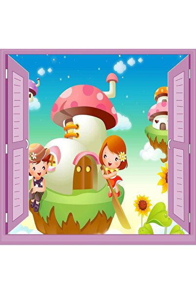 markentegra Odası Bebek Odası Pencere Poster Duvar Kağıdı Mantar Ev