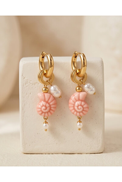 HOSBUTIK Gold Pink Color Snail Earrings