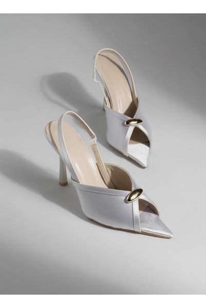 Poise store Saly Women's Buckle Detailed Satin Pointed Toe Shoes