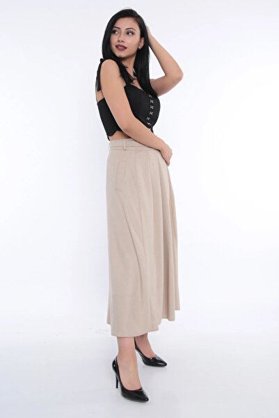 FIRST STYLE Turkish Wrap Skirt in Beige with an Elegant Waist Design Adds a C...