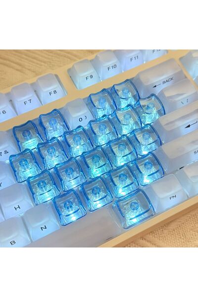 silabor 21 Tuşlu Şeffaf Kırmızı Mekanik Klavye Tuşu Seti | RGB Uyumlu Keycaps...