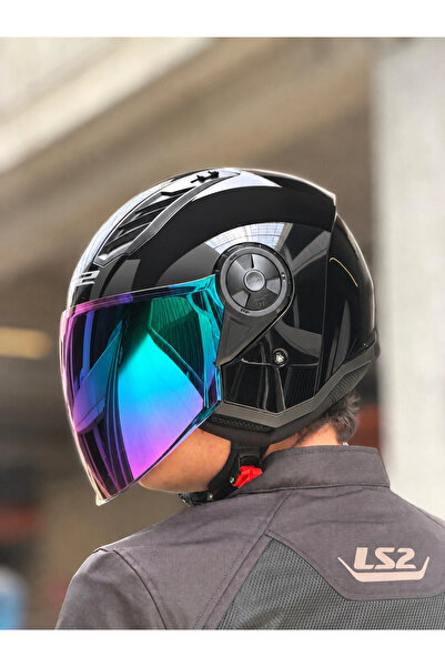 LS2 AIRFLOW 2 PARLAK SİYAH KASK (GÖKKUŞAĞI VİZÖR)