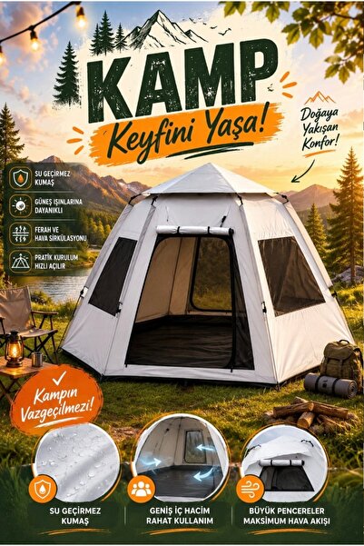 CEZVE HOME Geniş Aile Kamp Çadırı Su Geçirmez Çok Kişilik Outdoor ve Glamping...