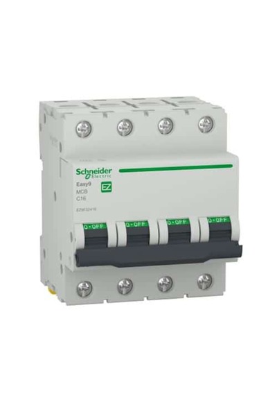 SCHNEIDER Disjunctor, 4 poli, 16A, curba C, 4500A, Schneider, alb / EZ9F32416