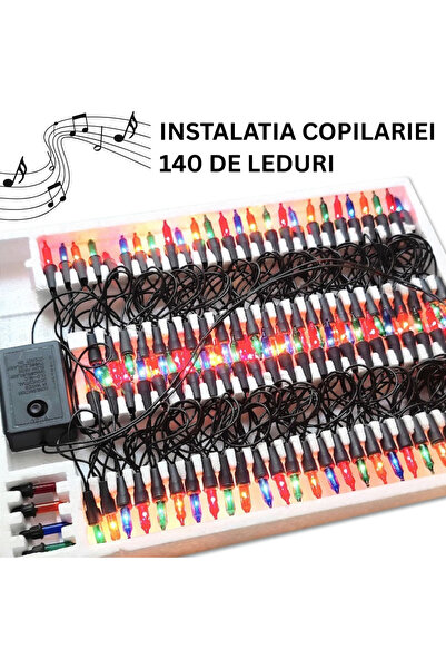 Vivendo Instalatie Brad Craciun Multicolora Vintage Tip Anii 90, 140 Becuri L...