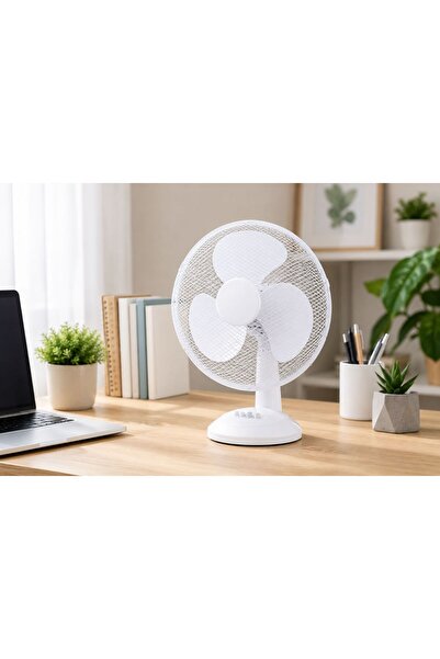 Maestro Ventilator de Masă 40W, 3 Trepte de Viteză, Oscilație Automată, Alb, ...