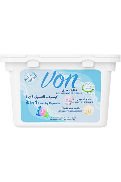VON 3-in-1 Laundry Capsules Fabric Softener - Ocean Scent Freshness Laundry D...