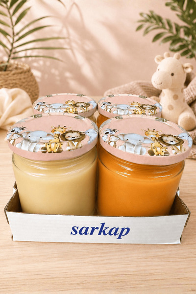 Sarkap Home 4'lü 210 cc Hayvan Desenli Kavanoz Seti