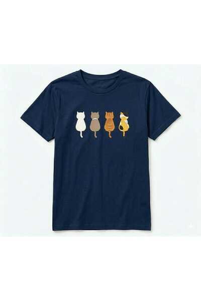 KOZİA OUTDOORS Women's Men's Unisex 4 Cute Cats Printed Crew Neck T-Shirt