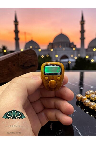 Altınoluk Haremia Ahşap Desenli Mini LED’li Yeni Nesil Zikirmatik Dijital Tes...
