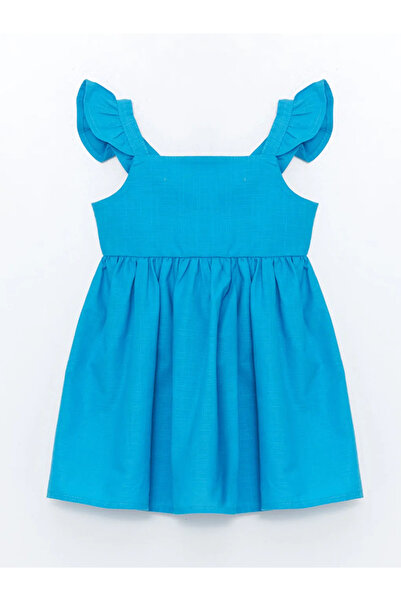 LC Waikiki Turquoise Square Collar Baby Girl Dress