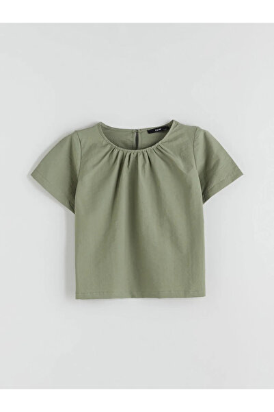 LC Waikiki Green Crew Neck Girls' Blouse