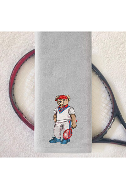 Ursa Tennis Player Teddy Bear Embroidered Design Tennis Towel - Women's and M...