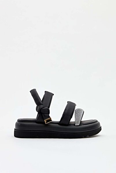 Guja Women's Genuine Leather Stone Detailed Strappy Imported Thick Sole Sanda...