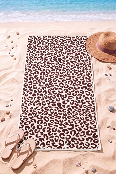 kennylake selection %100 Pamuk Leopar Desenli Plaj Havlusu | Havuz, Spa, Saun...