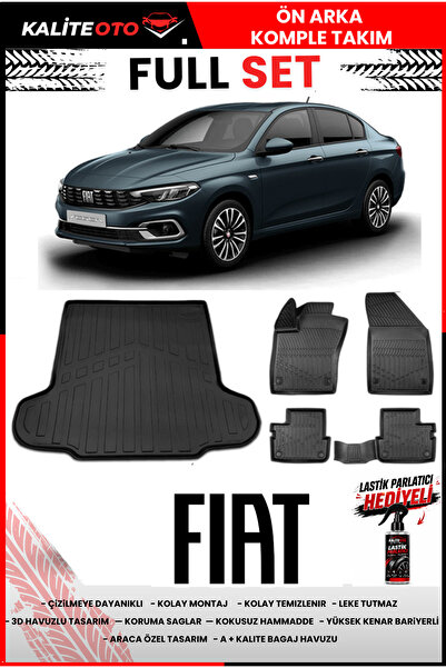 ko kaliteoto Fiat Egea Sedan 2021 Model 3D Bagaj Havuzu Ve Paspas Seti+Lastik...