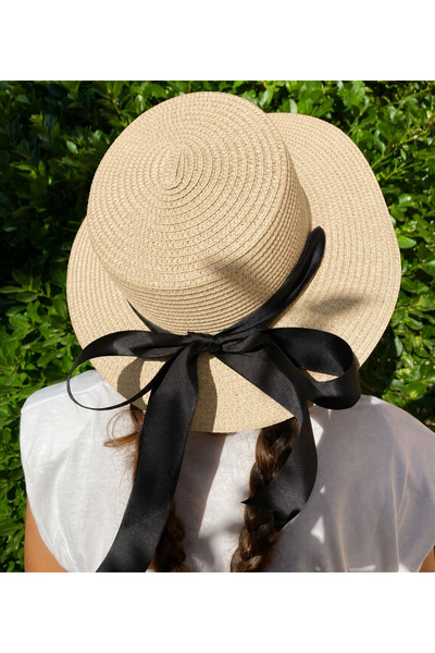 laviyonsa Straw Hat with Tied Bow