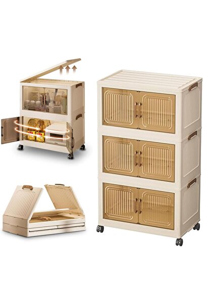 Urban URBANNX 3 Tier Stackable Storage Bins with Lids, Collapsible Cabinet wi...