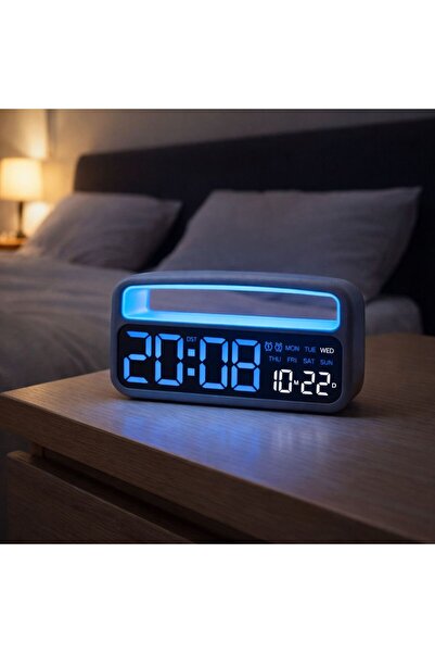 Vivendo Ceas digital multifunctional cu afisaj LED, lumina de noapte si maner