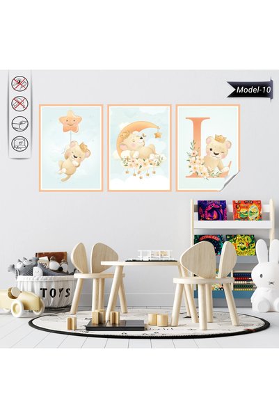 Tutunabilir Kağıt Statik Tutunma Özellikli Bebek ve Çocuk Odası Ayıcık Poster...