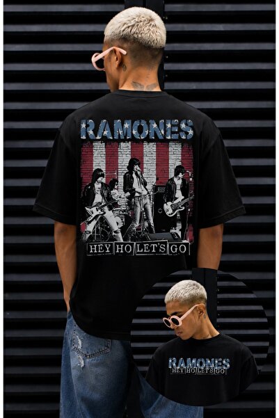 Fuddy Moda Tricou unisex cu imprimeu Ramones America Flag, tricou supradimens...