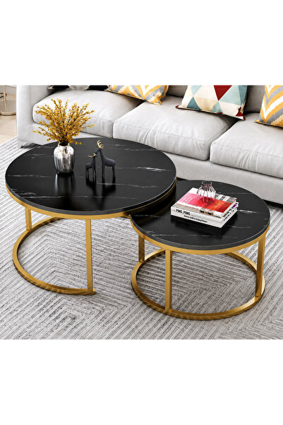 Crestj Set of 2 Nesting Tables with a Stylish Surface and Sturdy Metal Frame....