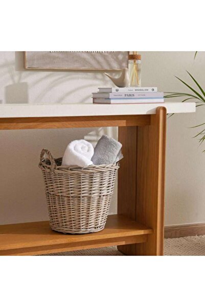 PAN HOME Aronica Willow Storage Basket With Handle 35x30x24cm- Grey