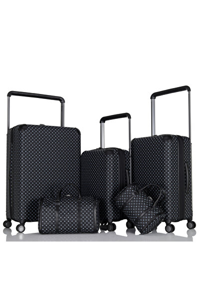 Assoda Asuda 5-Piece Luxury Checkered Leather Travel and Duffel Bag Set from