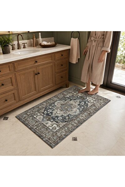 Generic 1 Rubber Non Slip Bath Rug Floral Vintage Washable Absorbent Bathroom...
