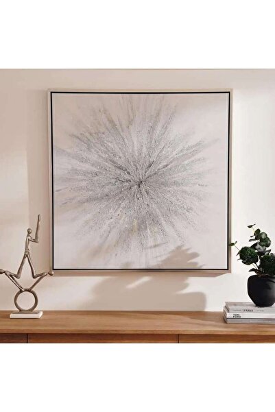 PAN HOME Supernova Framed Canvas Art 100x100cm - Silver