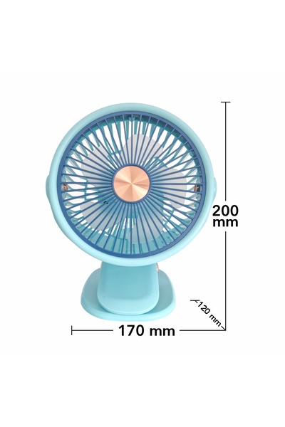 Naimeed Company Ventilator, alimentat prin USB, Naimeed D5884, Turcoaz, 170x200x120mm