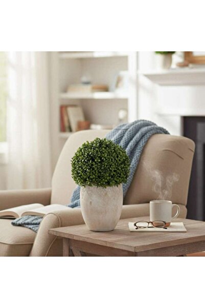 PAN HOME Artificial Boxwood Ball In Ceramic Pot H38cm - Green