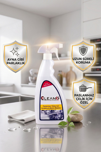 Cleanes Paslanmaz Çelik Temizleyici Ve Parlatıcı 750 ML Ankastre Buzdolabı Ba...