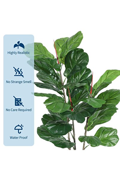 Garvee Artificial Fiddle Leaf Fig Tree 39 Inch – Realistic Faux Indoor Plant ...