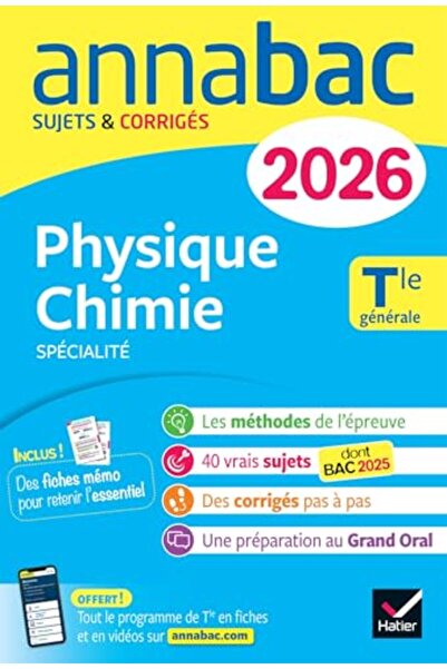 Hatier ANNALES DU BAC 2026 - ANNABAC PHYSIQUE-CHIMIE TLE GENERALE (SPECIALITE...