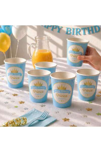 PAN HOME Aura Prince 10-piece Disposable Birthday Party Cup Dia7x11cm -blue