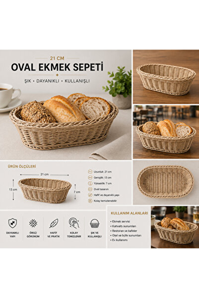 PALU GASTRO 21 cm Oval Bread Basket Rattan Look Breakfast and Serving Basket