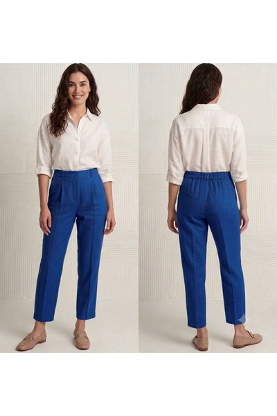 sarıdağ Linen-Blend Carrot-Leg Pants Ankle-Length Office-Length Pants